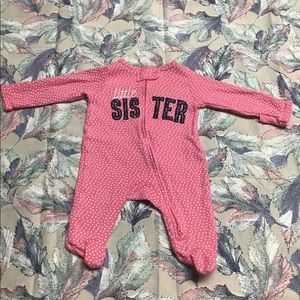 Carter’s NB pink Little Sister romper pink white cute suit baby doll